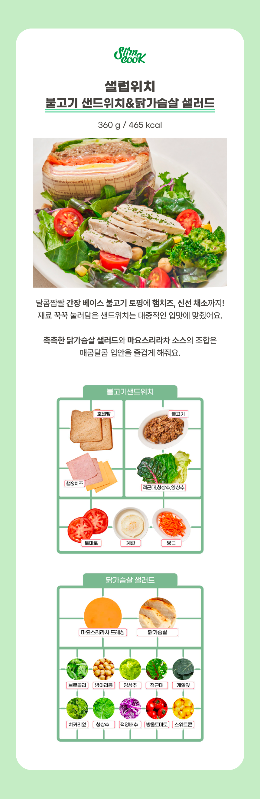 불고기샌드위치&닭가슴살샐러드 상세정보