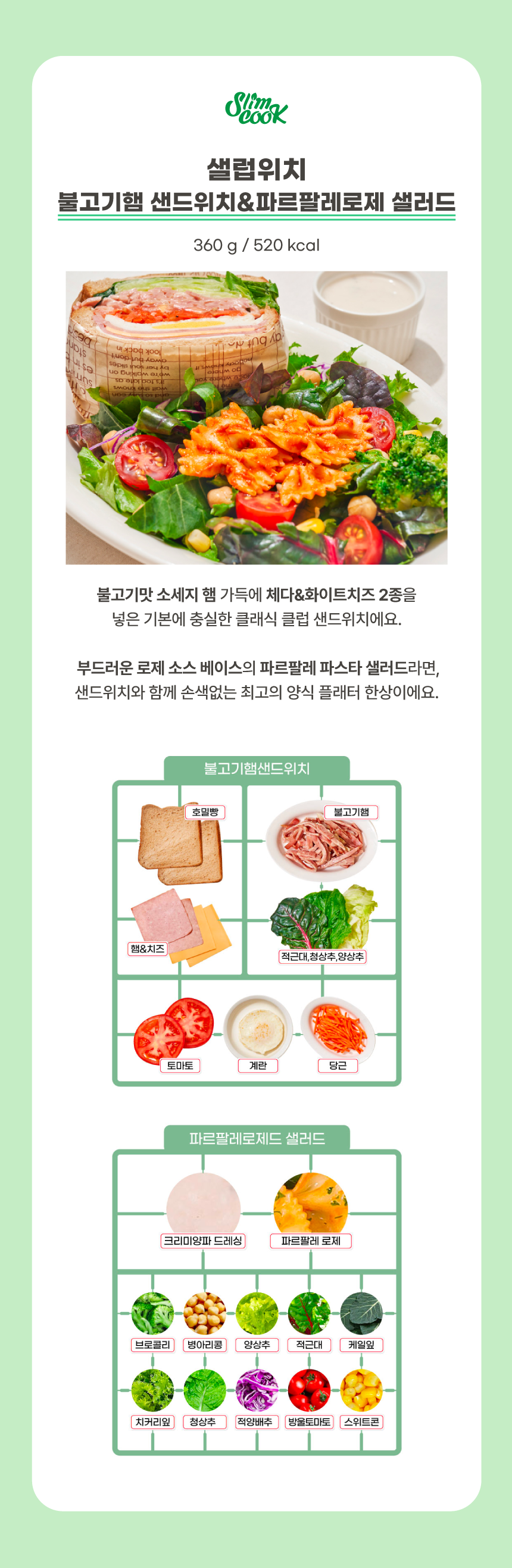 불고기햄 샌드위치 + 파르팔레 로제 샐러드 상세정보